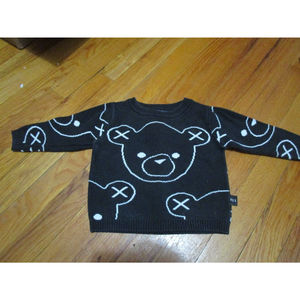 HUX BABY Organic Cotton 12-18 mo. Black Sweater w/ signature bear